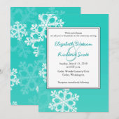 Turquoise Sneeuwvlokken Kerst huwelijksuitnodiging Kaart (Voorkant / Achterkant)