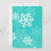 Turquoise Sneeuwvlokken Kerst trouw uitnodiging (Achterkant)