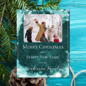 Turquoise Sneeuwvlokken Platte Kerstkaart