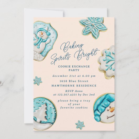 Turquoise snoepjes Cookie Exchange Christmas Party Kaart (Voorkant)