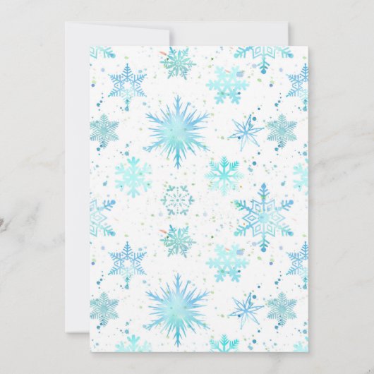 Turquoise Snowflake Nieuwjaar Open House Uitnodigi Kaart (Achterkant)