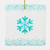Turquoise Snowflake Peace Joy Love Custom Name Keramisch Ornament (Achterkant)