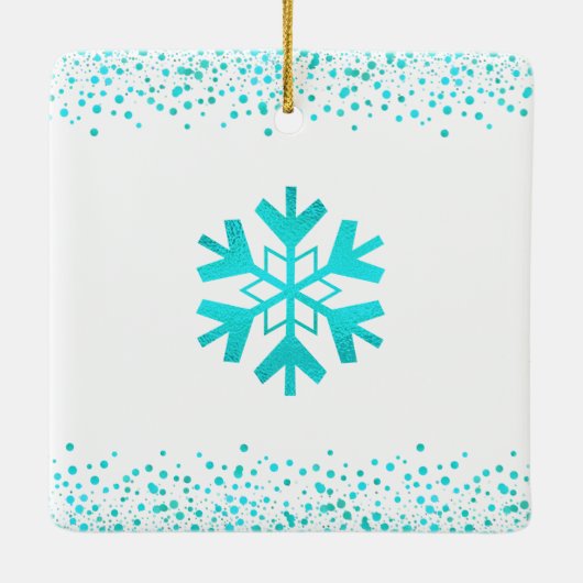 Turquoise Snowflake Peace Joy Love Custom Name Keramisch Ornament (Achterkant)