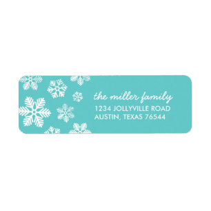 Turquoise Snowflakes Gepersonaliseerde Adresetiket Etiket