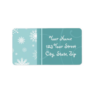 Turquoise Snowflakes kerstAdresetiketten Etiket