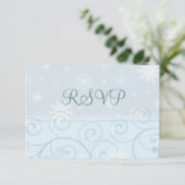 Turquoise Snowflakes kerstbruiloft RSVP-kaarten RSVP Kaartje (Staand voorkant)
