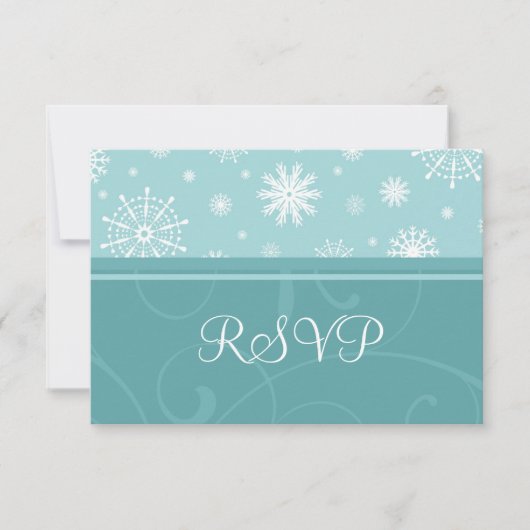 Turquoise Snowflakes kerstbruiloft RSVP-kaarten RSVP Kaartje (Voorkant)