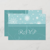 Turquoise Snowflakes kerstbruiloft RSVP-kaarten RSVP Kaartje (Voorkant / Achterkant)