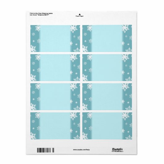 Turquoise Snowflakes kerstlabels Etiket (Full Sheet)