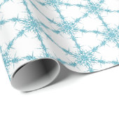 Turquoise snowflakes op wit cadeaupapier (Rol Hoek)