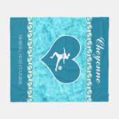 Turquoise Soccer Girl met naam en nummer Fleece Deken (Voorkant (Horizontaal))