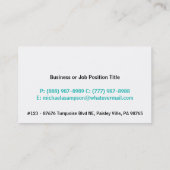 Turquoise Solid Color Girl Calling Card Visitekaartje (Achterkant)