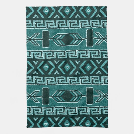 Turquoise Southwest Aztec Pattern Theedoek (Verticaal)