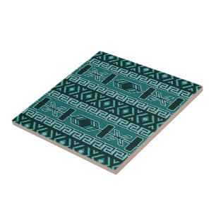 Turquoise Southwest Tribal Aztec Pattern Tegeltje