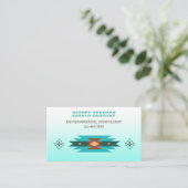 Turquoise Southwestern boho stampatronen QR Visitekaartje (Staand voorkant)