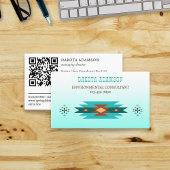 Turquoise Southwestern boho stampatronen QR Visitekaartje