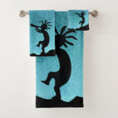 Turquoise Southwestern Kokopelli Bath Towel Set Bad Handdoek (Insitu)