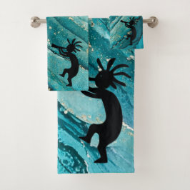 Turquoise Southwestern Kokopelli Bath Towel Set Bad Handdoek