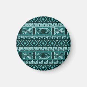 Turquoise Southwestern Tribal Aztec Pattern Magneet
