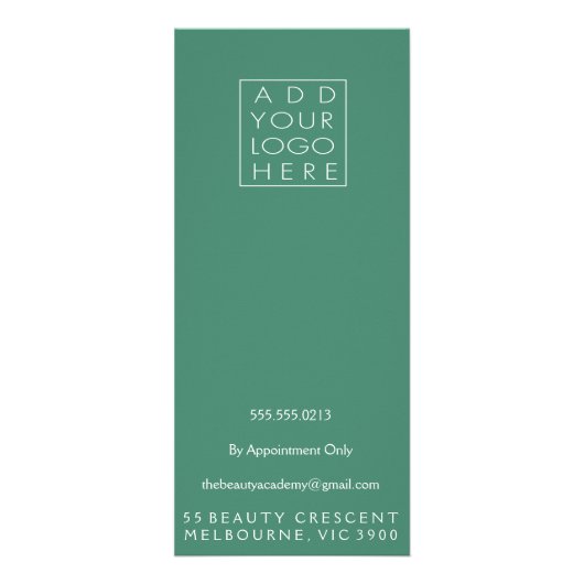 Turquoise Spa Salon Schoonheidsspecialiste Menu Pr (Achterkant)