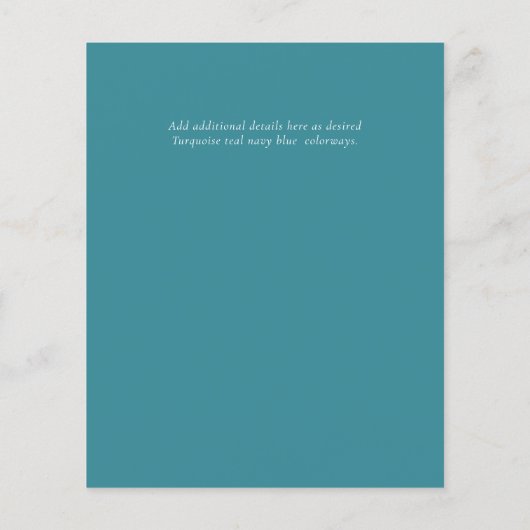 Turquoise Spaanse Bruiloft Onze Bruiloft FOTO (Achterkant)