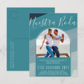 Turquoise Spaanse Bruiloft Onze Bruiloft FOTO Briefkaart (Voorkant / Achterkant)