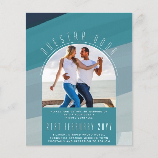 Turquoise Spaanse Bruiloft Onze Bruiloft FOTO Flyer (Voorkant)