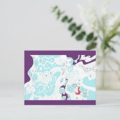 "Turquoise Space" Abstract Briefkaart (Staand voorkant)