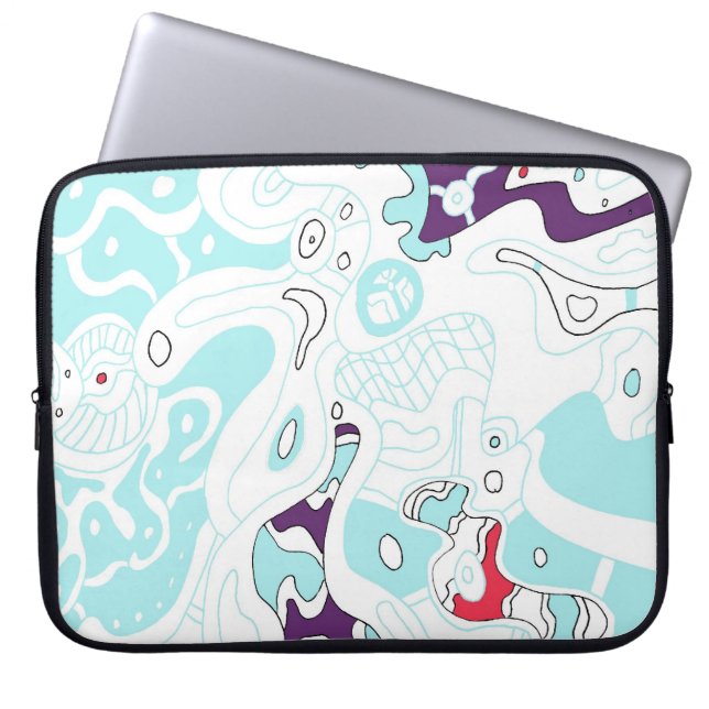 "Turquoise Space" Abstract Laptop Sleeve (Voorkant)