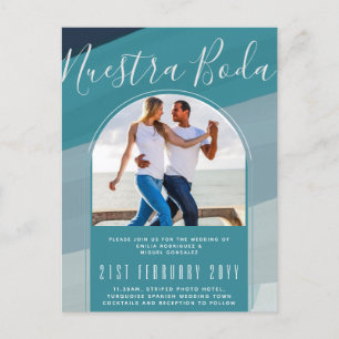 Turquoise Spain Wedding Nuestra Boda PHOTO Briefkaart