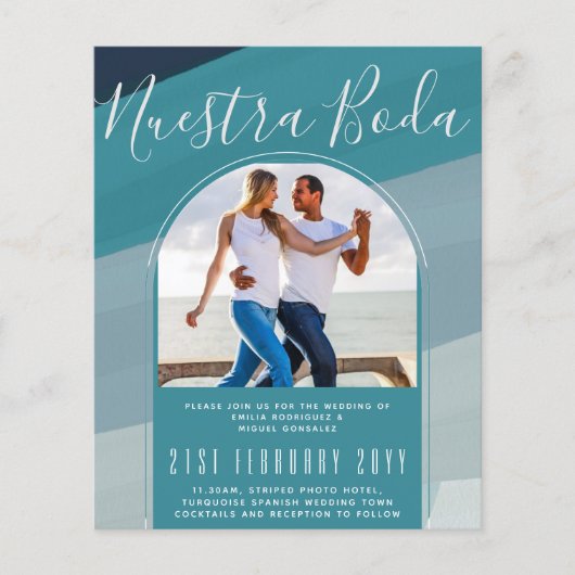 Turquoise Spain Wedding Nuestra Boda PHOTO Flyer (Voorkant)