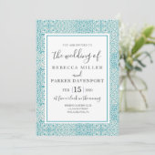Turquoise Spanish Tiles Wedding-uitnodiging Kaart (Staand voorkant)