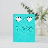 Turquoise Sparen het Initiaal van de Weddenschap v Save The Date (Staand voorkant)