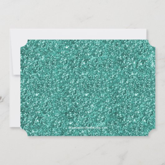 Turquoise Sparkle 50ste verjaardagsfeestticket Kaart (Achterkant)