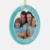 Turquoise Sparkle Bokeh, Two Photo, Two Sided Keramisch Ornament (Rechts)