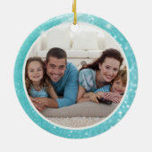 Turquoise Sparkle Bokeh, Two Photo, Two Sided Keramisch Ornament (Achterkant)