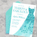 Turquoise Sparkle Dress 30ste Verjaardagsfeest Kaart<br><div class="desc">Turquoise Sparkle Dress 30ste verjaardag Party Uitnodiging Variaties op de uitnodiging en bijpassende items in onze winkel</div>