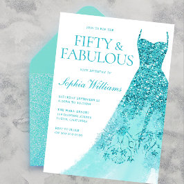 Turquoise Sparkle Dress 50ste verjaardagsfeestje Kaart