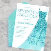 Turquoise Sparkle Dress 70ste Verjaardagsfeest Kaart