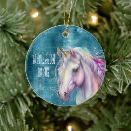 Turquoise Sparkle Eenhoorn Naam Keramisch Ornament