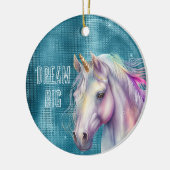 Turquoise Sparkle Eenhoorn Naam Keramisch Ornament (Links)
