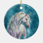 Turquoise Sparkle Eenhoorn Naam Keramisch Ornament (Achterkant)