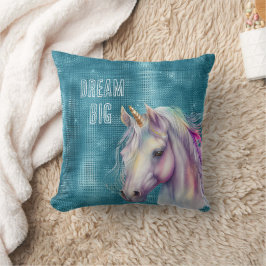Turquoise Sparkle Eenhoorn Naam Kussen
