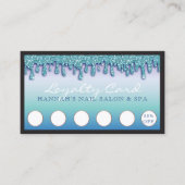 Turquoise Sparkle Nail Salon Glitter Loyaliteit Ka Visitekaartje (Voorkant)