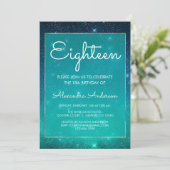 Turquoise Sparkle Onder de Sterren 18e Verjaardag Kaart (Staand voorkant)