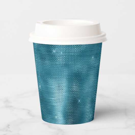 Turquoise Sparkle Papieren Bekers (Achterkant)