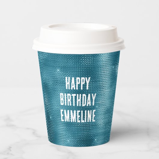 Turquoise Sparkle Papieren Bekers (Voorkant)