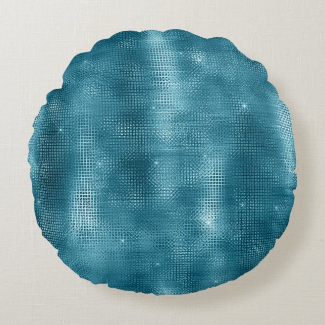 Turquoise Sparkle Rond Kussen (Voorkant)