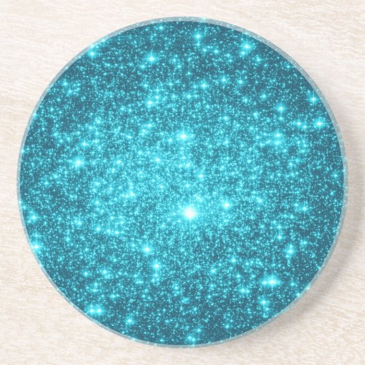Turquoise Sparkle Zandsteen Onderzetter (Voorkant)