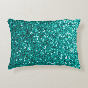 Turquoise Sparkles: Bright Close-up Foundation Accent Kussen